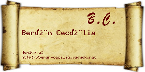 Berán Cecília névjegykártya